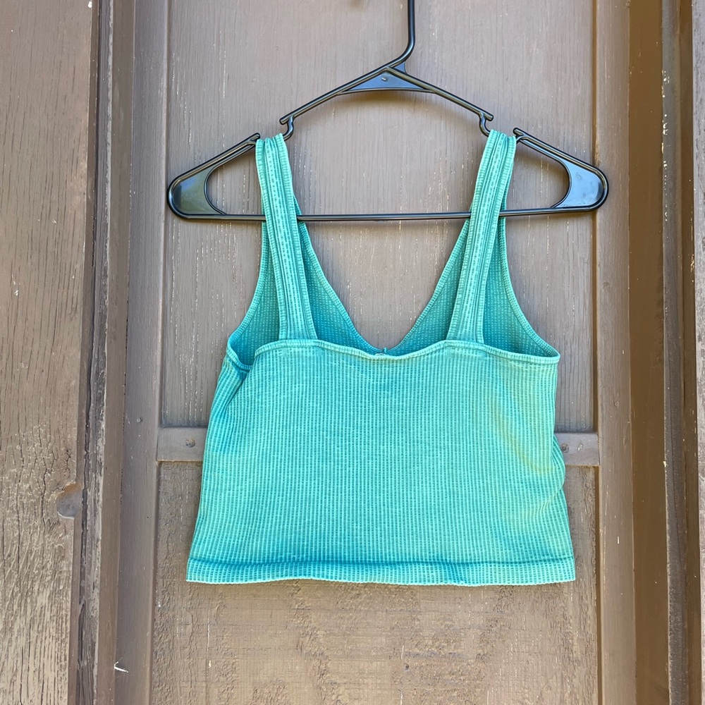 Green Ribbed Tank Top - Picture 2 of 2